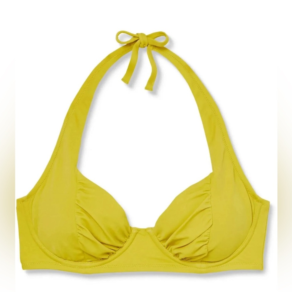 Shade & Shore Women’s Size 36D Swim Wear Bikini Top Padded Halter Yellow